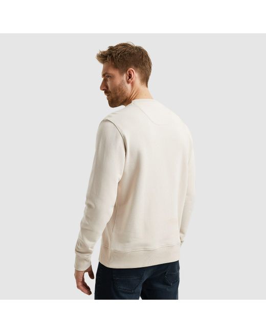 PME LEGEND Sweatshirt Crewneck soft terry with mit Logo Stickerei in Natural für Herren