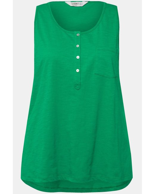 Angel of Style Green Longtop Top A-Line Rundhals gerundeter Saum