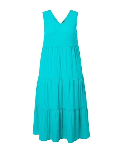 Ulla Popken Blue Stufen-Maxikleid A-Linie V-Ausschnitt ärmellos