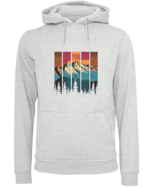F4NT4STIC Kapuzenpullover Berg Sonnenuntergang Retro Premium Qualität in Gray für Herren