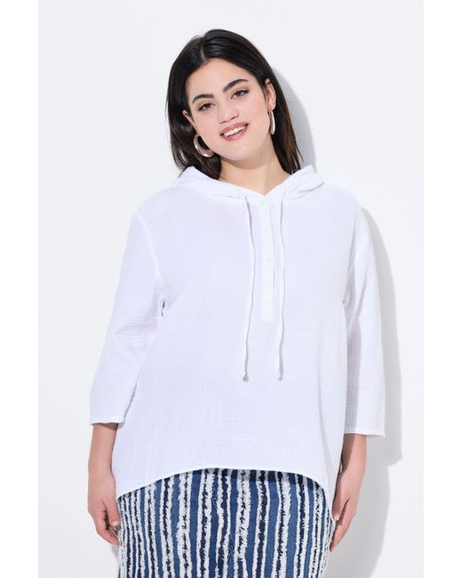Angel of Style White Longbluse Bluse A-Linie Musselin Kapuze