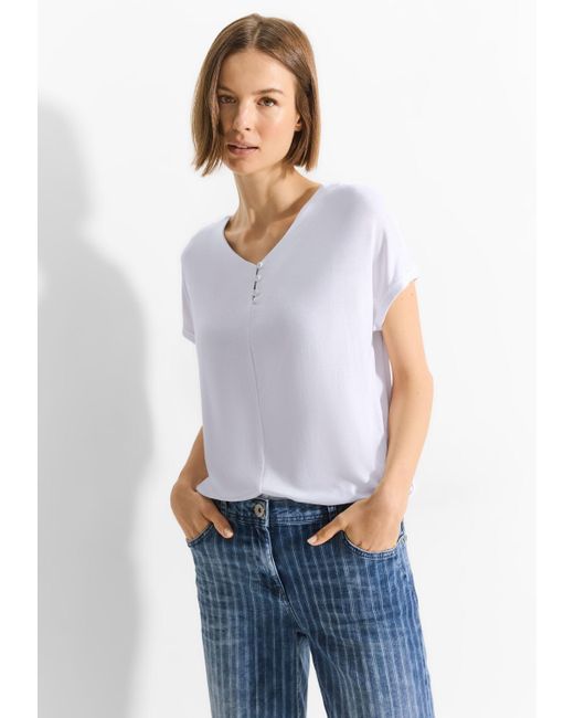Cecil White T-Shirt aus softer Viskose