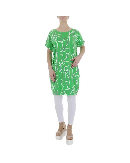 Ital-Design Green Tunikashirt Freizeit (85987291) Textprint Stretch Top & Shirt in Grün
