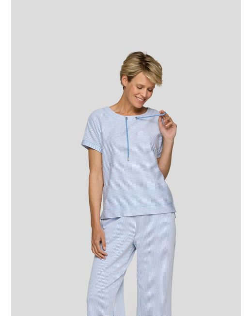 Rabe Blue Print- Gestreiftes Shirt mit Tunnelzug-Detail am Ausschnitt
