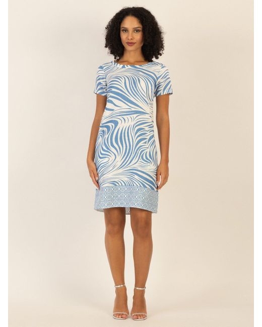 MINT & MIA Blue Sommerkleid mit Zebraprint und Bordüre
