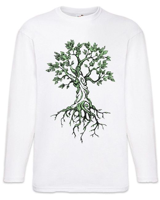Urban Backwoods Langarmshirt Yggdrasil VIII Langarm T-Shirt Asen Celtic Irminsul Tree Loki Of in White für Herren
