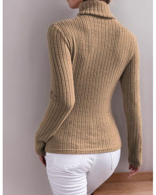 LUCKZON Gray Rollkragenpullover Rollkragen Langarmshirts mit Rippenmuster