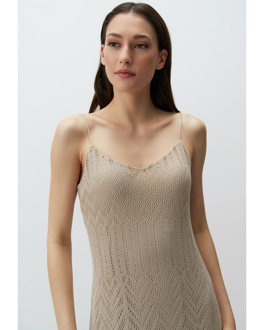 Jimmy Key Natural Minikleid Gerade Passform V-Ausschnitt Jersey Kleid
