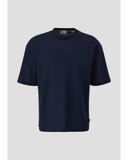 S.oliver Kurzarmshirt Crewneck-Shirt aus Jacquard im Relaxed Fit in Blue für Herren
