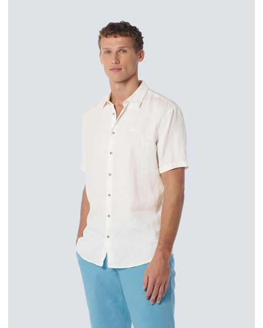 No Excess Freizeithemd - Leinenhemd - Hemd Kurzarm Leinen einfarbig in White für Herren