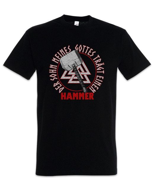 Urban Backwoods Print- Sohn Meines Gottes T-Shirt Thor Hammer Mjölnir Odhin Walhalla in Black für Herren