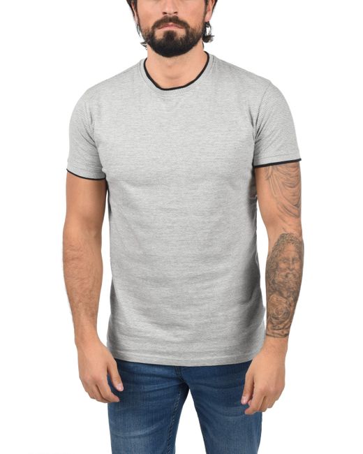 Solid Rundhalsshirt SDSaul Kurzarmshirt mit All-Over Print in Gray für Herren
