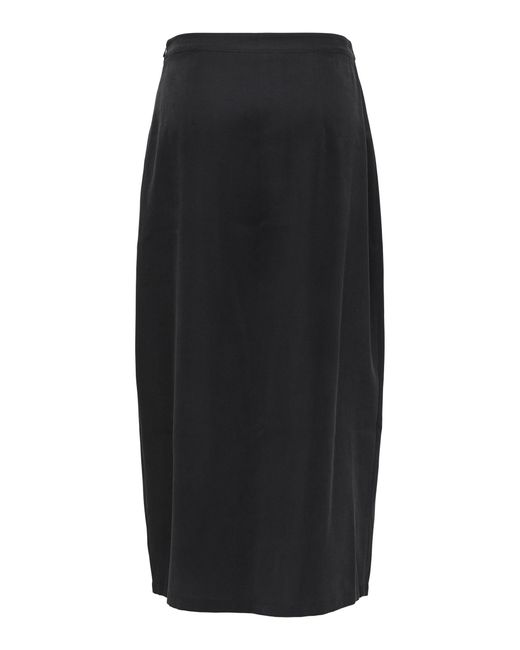 Jacqueline De Yong Black Sommerrock Midirock mit Bindegürtel und hohem Schlitz JDYOLLI MIDI BELT SKIRT WVN