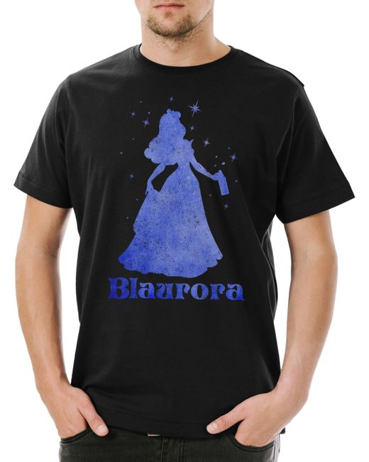 Urban Backwoods Print- Blaurora T-Shirt Blau Besoffen Karneval Fasching Kostüm in Black für Herren