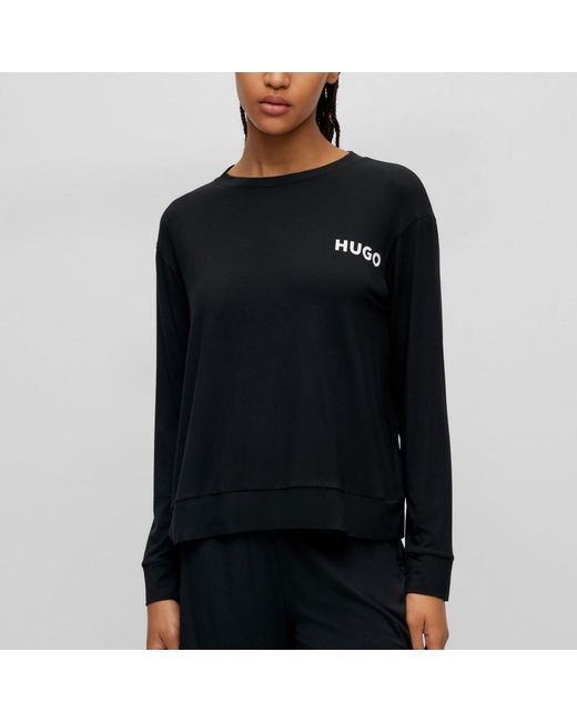 HUGO T- Unite LS-Shirt mit Logo auf der Brust in Schwarz | Lyst DE
