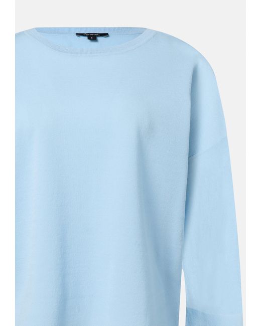 Comma, White Langarmshirt Leichter Strickpullover im Relaxed Fit mit transparenten Ärmeln
