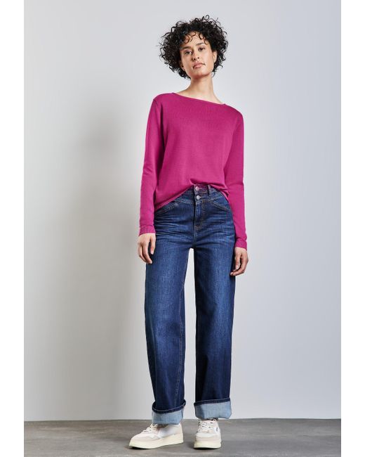 Street One Pink Strickpullover mit U-Boot-Ausschnitt