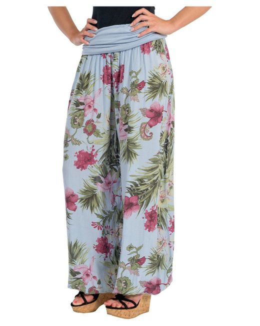malito more than fashion Blue Haremshose 8939 Aladinhose mit floralem Muster Einheitsgröße