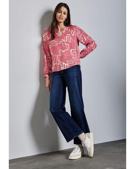Street One Red Langarmbluse mit All-Over Print
