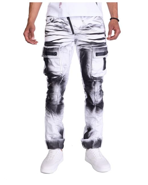 KINGZ Rebelische Designer Cargojeans Weiß M in Blue für Herren