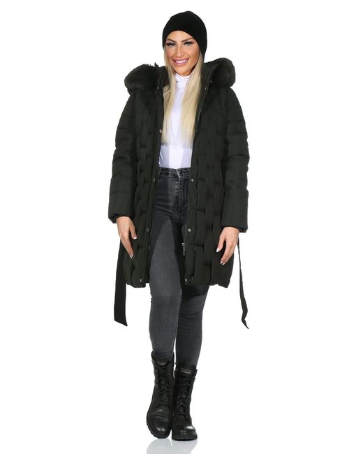 Aurela Damenmode Black Aurela mode Kurzmantel Steppmantel gefütterter mantel in großen Größen erhältlich