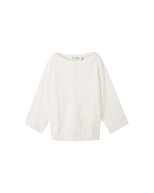 Tom Tailor White Strickpullover knit pullover structured