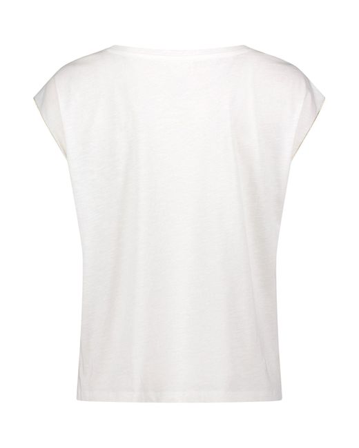 Cartoon White T-Shirt mit Placement (1-tlg) Aufgesteppte Bänder