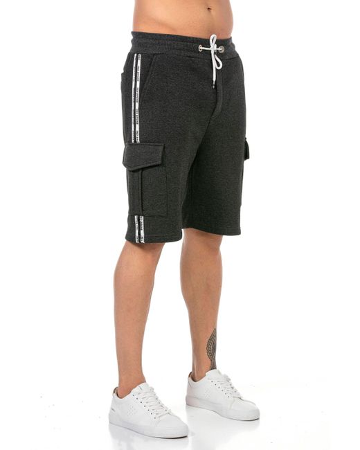 Redbridge Sweatshorts Red Bridge Cargo kurze Hose Sport Shorts Bänder mit Logoprägung an den Seiten in Black für Herren