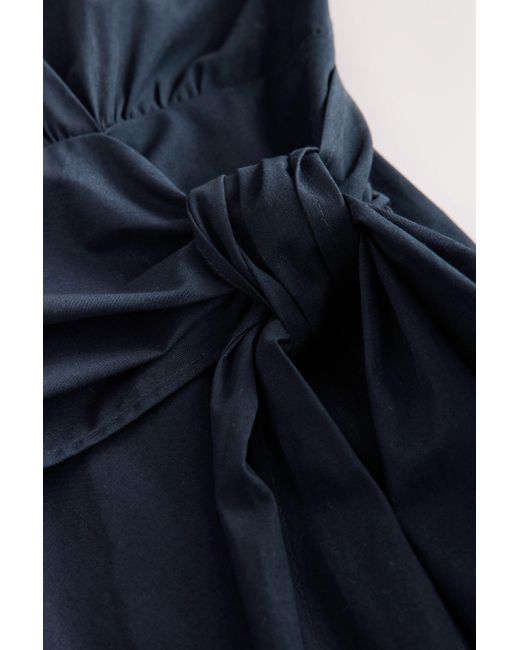Next Blue Midikleid Kleid mit Flügelärmeln und Bindegürtel (1-tlg)