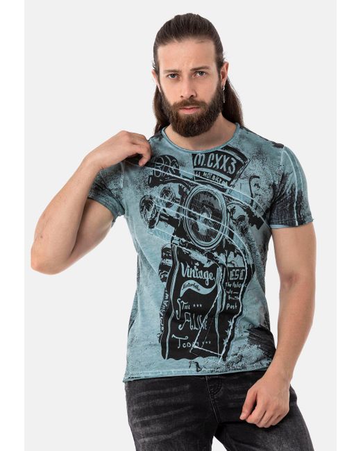 Cipo & Baxx T-Shirt mit großen Markenprints in Blau für Herren | Lyst DE