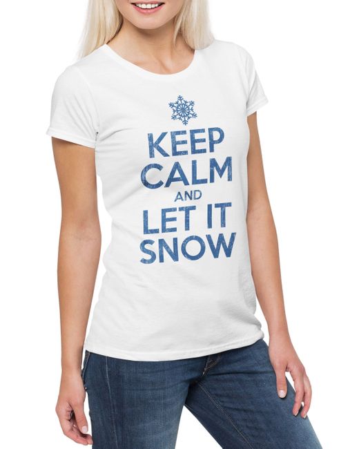 Urban Backwoods Print- Keep Calm And Let It Snow T-Shirt White Cristmas X-Mas