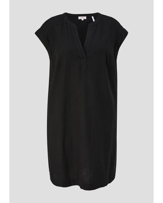 S.oliver Black Minikleid Kleid aus Leinen-Mix mit Eingrifftaschen
