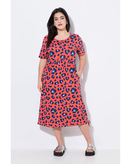 Angel of Style Red Jerseykleid A-Linie Leo-Muster Saum-Bindeband