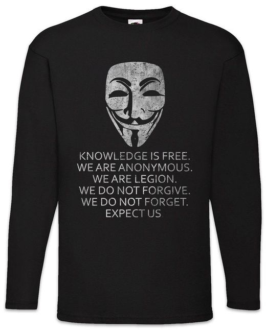 Urban Backwoods Langarmshirt Knowledge Is Free Langarm T-Shirt Fun Nerd Geek Sci-Fi Dystopie Utopie in Black für Herren