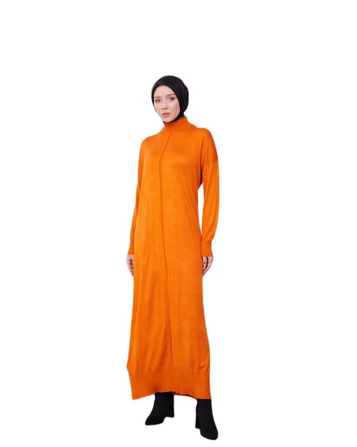 Armine Orange Maxikleid Armine Unterkleid Lang, Langlebige Qualität Kleid Shapewear Dame