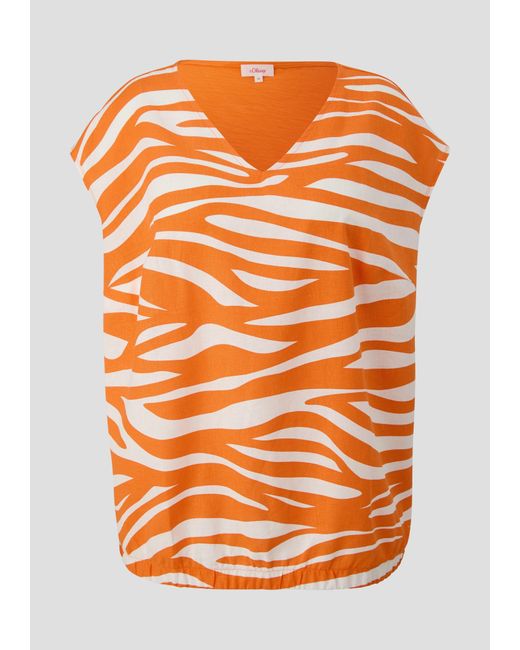 S.oliver Orange Shirttop Ärmelloses Shirt mit V-Ausschnitt