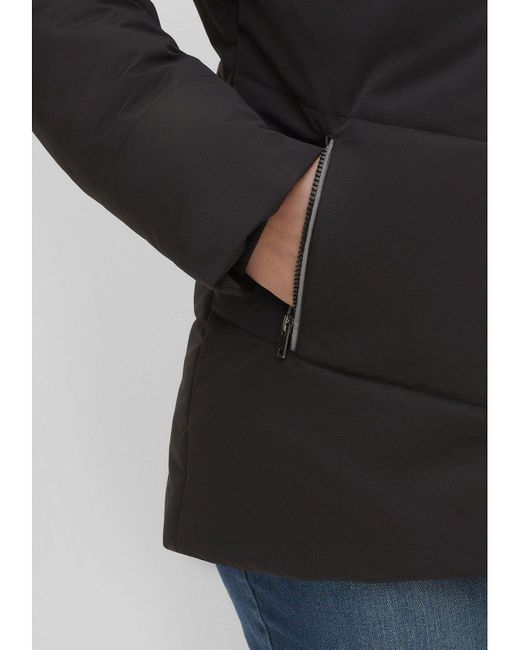 Sheego Outdoorjacke Große Größen mit in Stehkragen, strukturiertes leicht Lyst Material Schwarz DE 