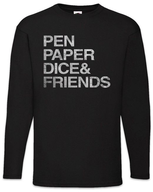 Urban Backwoods Langarmshirt Pen Paper Dice & Friends Langarm T-Shirt Geek Nerd Dungeons in Black für Herren
