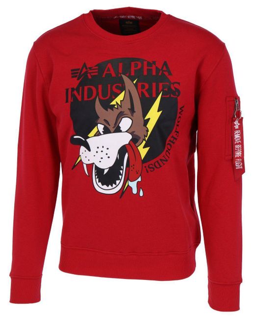 Alpha Industries Sweatshirt Wolfhounds Sweater (1-tlg) in Red für Herren