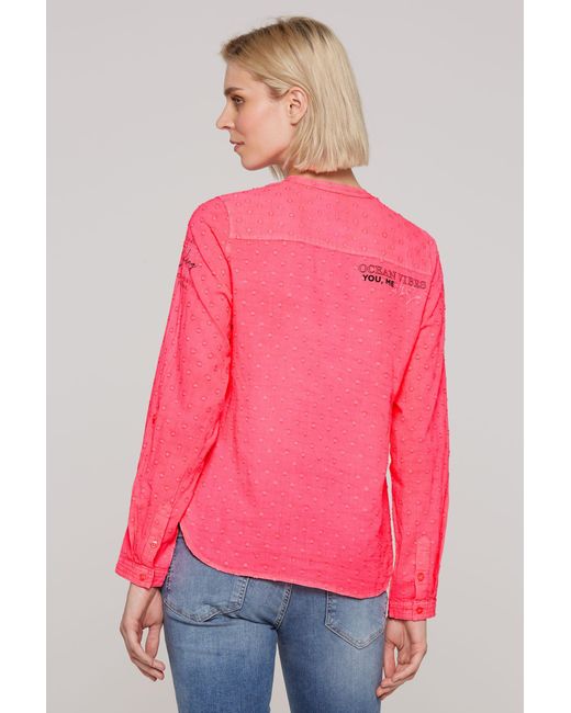 SOCCX Pink Klassische Strukturierte Bluse mit Tunika-Ausschnitt in (1-tlg) Nicht Vorhanden