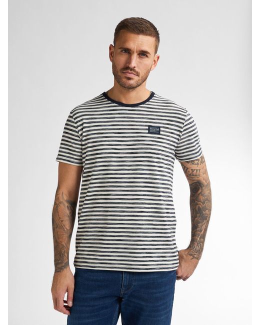 Petrol Industries Gestreiftes T-Shirt Oceanbreezeview in White für Herren