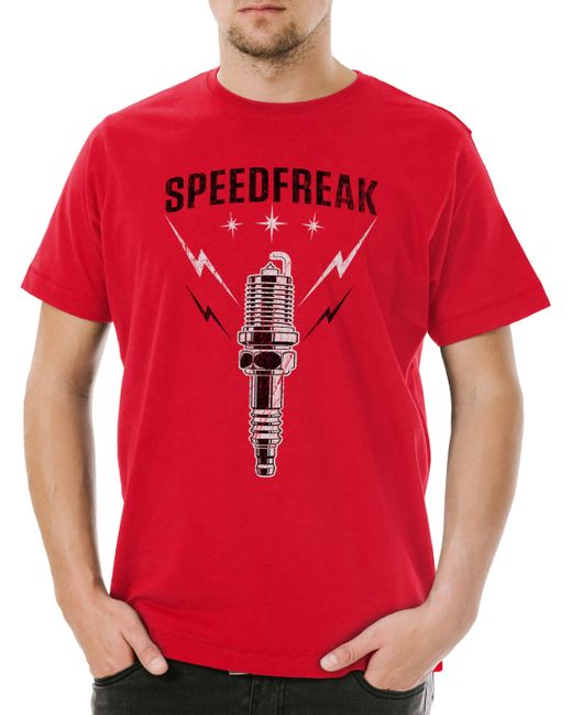 Urban Backwoods Print- Speedfreak T-Shirt Race Racing Car Auto Driver Racer Biker in Red für Herren