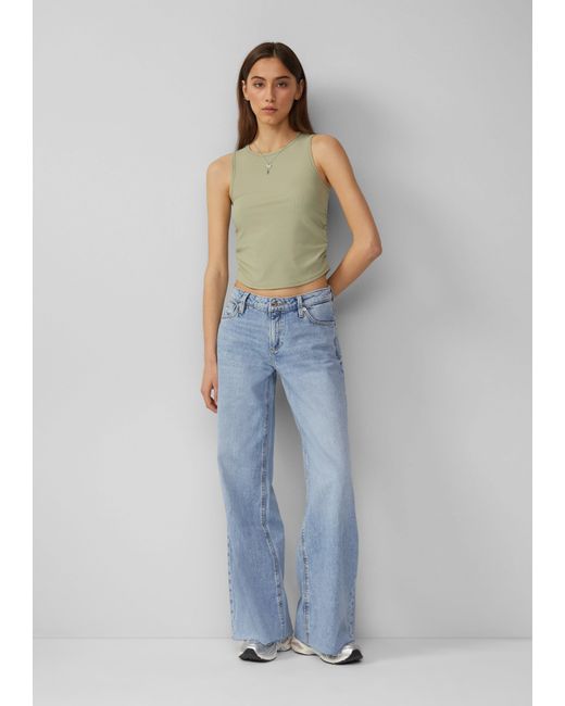 QS Green Shirttop Ripptop mit seitlicher Raffung, x Vanessa Mai