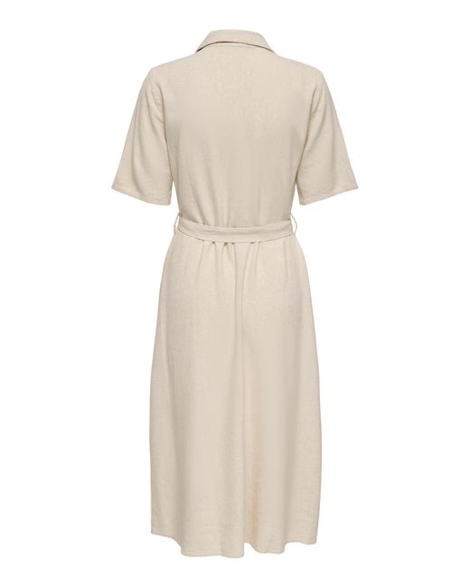 Jacqueline De Yong Natural Shirtkleid Klassisches Design mit Kragen und Bindegürtel