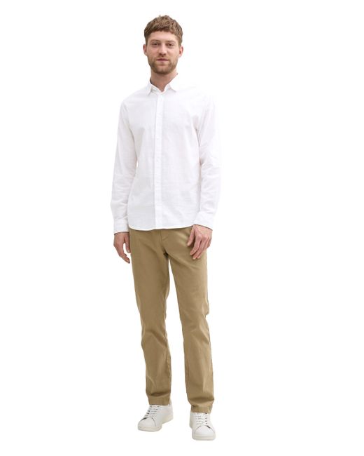 Tom Tailor Langarmhemd Regular Fit Chambray Hemd in White für Herren