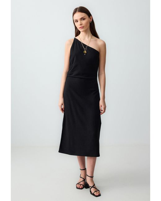 Jimmy Key Black Minikleid Schwarzes gewebtes Kleid mit schmaler Passform