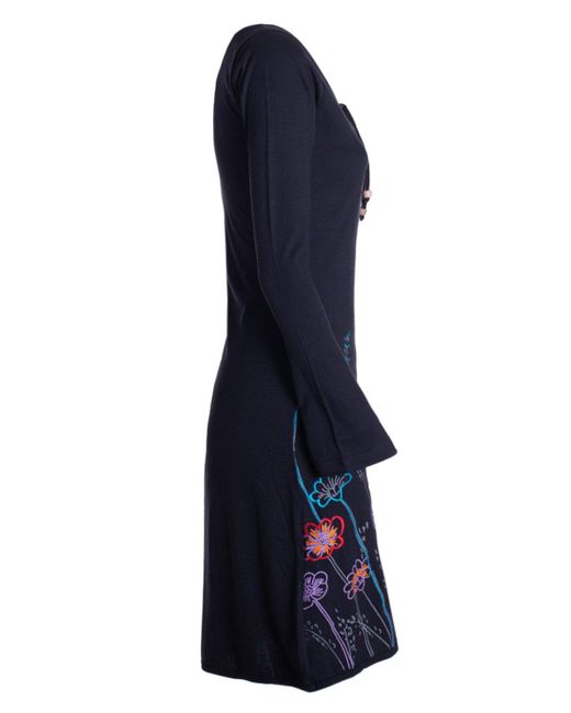 Vishes Blue Tunikakleid Langarm-Shirtkleid Tunika-Kleid Baumwollkleid