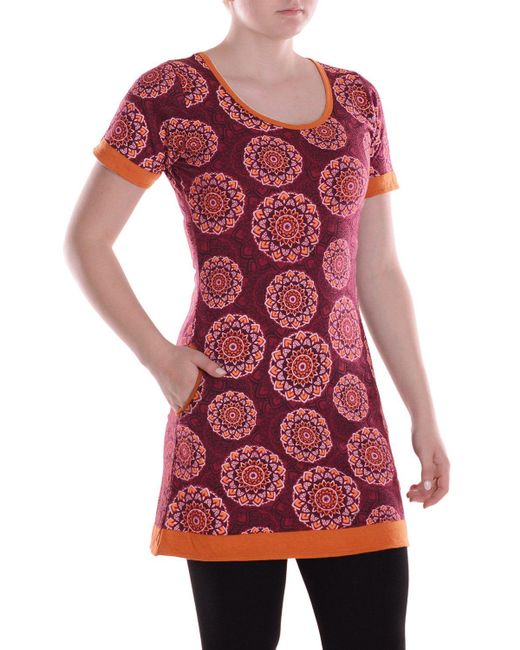 Vishes Red Minikleid Mini-Kleid Baumwolle geometrisch Pull On mit Taschen Alternative Bekleidung