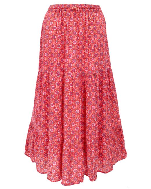 Guru-Shop Red Minirock Maxirock Batik, langer Sommerrock, farbenfroher.. alternative Bekleidung