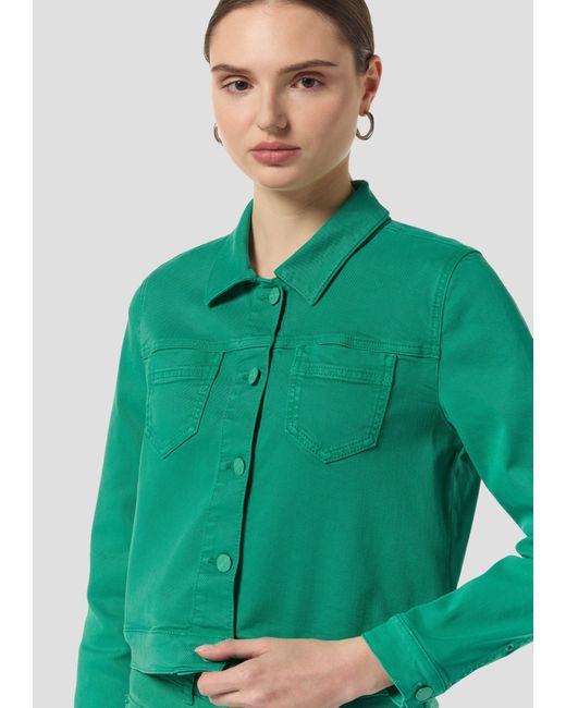 comma casual identity Green Blusenblazer Cropped-Jacke aus elastischem Twill Garment Dye